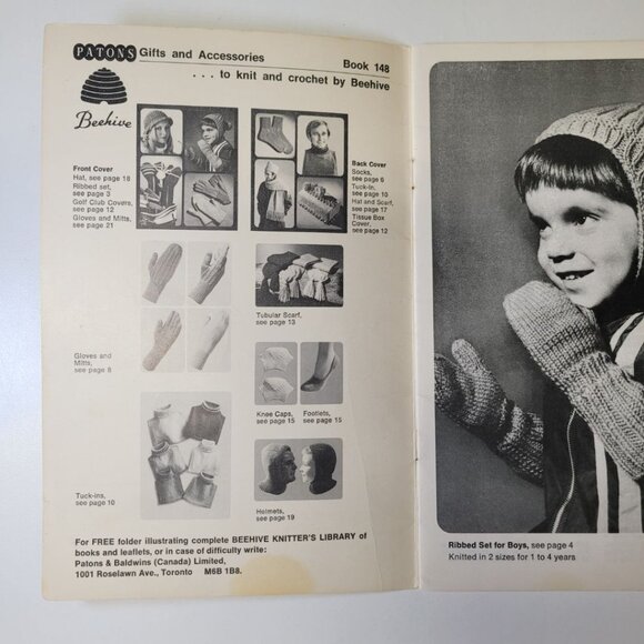 Patons Beehive Craft Idea Book Gift Patterns Accessories Gold Club Glove Hats - Picture 4 of 8